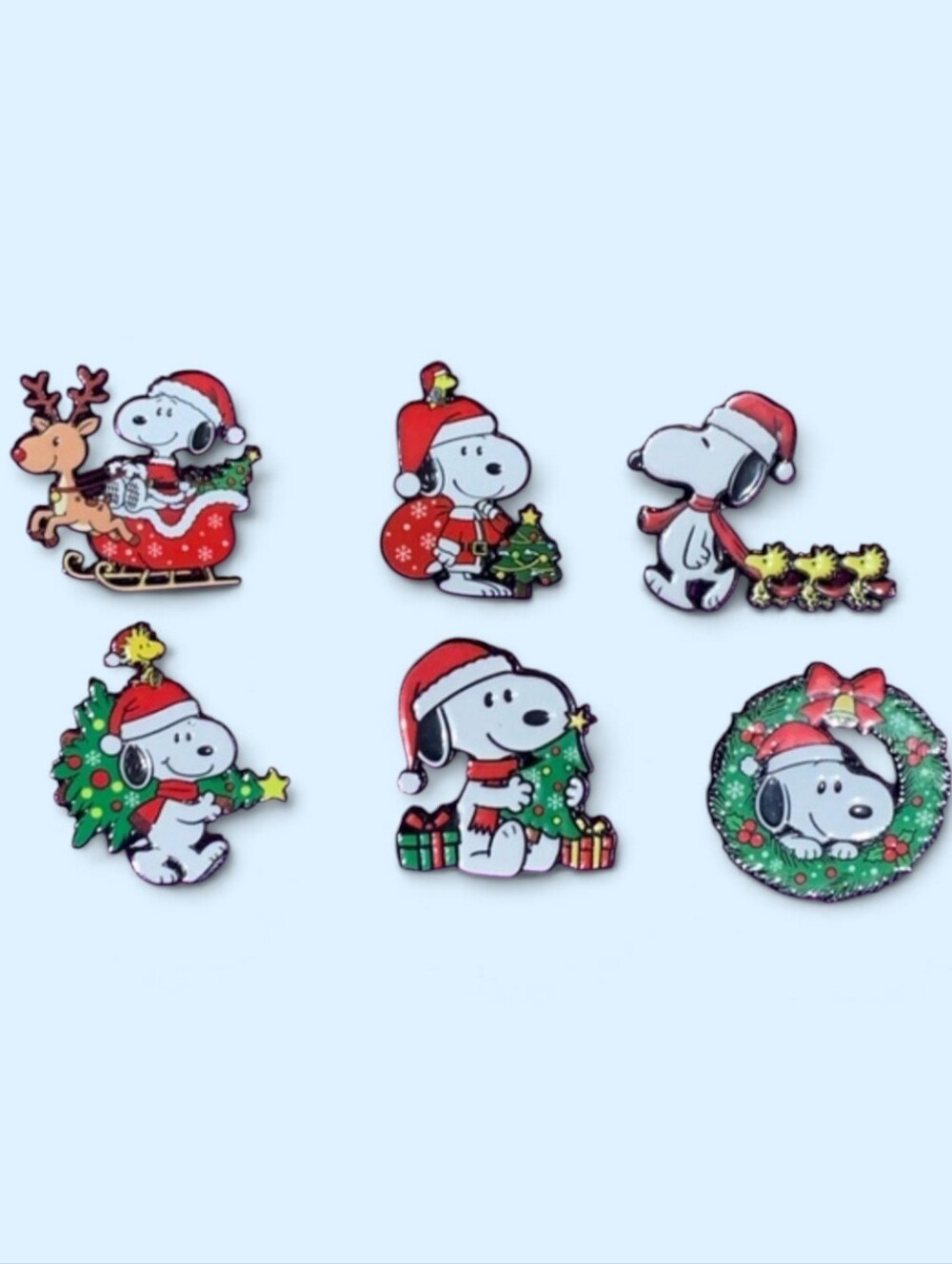Holiday Snoopy & Woodstock Enamel Pin Set - Red, Green, White
